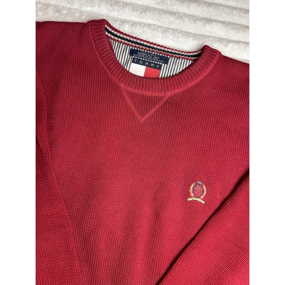 Tommy Hilfiger 100% Cotton Americana Preppy Crewneck Pullover Sweater Men's L